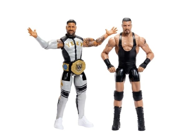WWE Main Event Showdown Bron Breakker vs Jey Uso-actionfigurer, serie nr 25, samlarobjekt på 15 cm, 6 År, Multifärg, Plast
