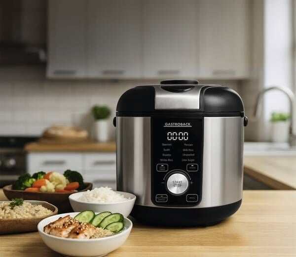 Gastroback Rice Control Low Carb & Steam, Svart, Rustfritt stål, 3 l, 24 timer, Rotasjon, Berøringskontroll, 450 W, 220 - 240 V