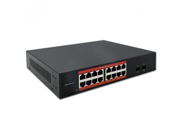 Qoltec - Switch - ikke-styrt - 16 x 10/100/1000 + 2 x 1 Gigabit SFP - stasjonær