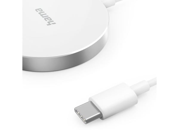 Hama MagCharge FC15, Innendørs, USB, Trådløs lading, 1 m, Hvit