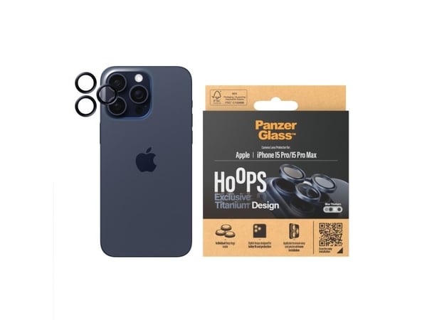 PanzerGlass ® Hoops® Titanium Camera Lens Protector Blue iPhone 15 Pro | 15 Pro Max, Apple, Apple - iPhone 15 Pro, Apple - iPhone 15 Pro Max, Asenn...