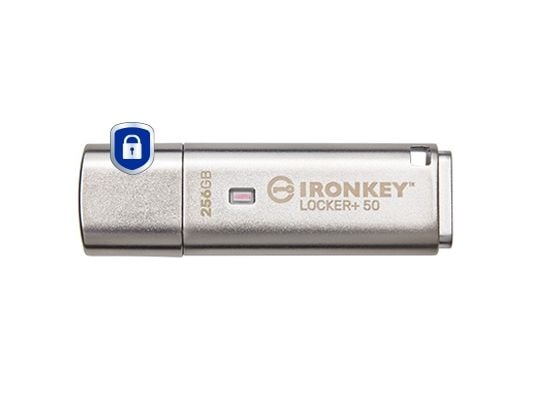 Kingston IronKey Locker+ 50 - USB-flashstasjon - kryptert - 256 GB - USB 3.2 Gen 1 - TAA-samsvar
