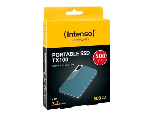 Intenso TX100 - SSD - 500 GB - ekstern (bærbar) - USB 3.2 Gen 1x1 (USB-C kontakt) - gray-blue
