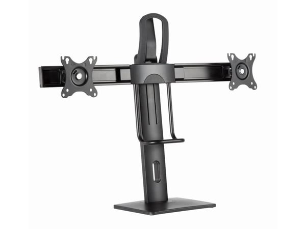 Gembird MS-D2-01 - Monteringssett (2 VESA-adaptere, sokkelplate, stativhus, armbøyle) - landskap/portrett - for 2 skjermer - høydejusterbar - alumi...