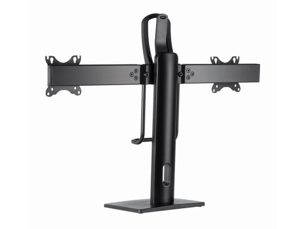 Gembird MS-D2-01 - Monteringssett (2 VESA-adaptere, sokkelplate, stativhus, armbøyle) - landskap/portrett - for 2 skjermer - høydejusterbar - alumi...