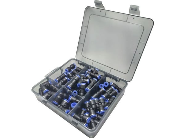TRU COMPONENTS Pneumaattinen kytkentä TC-14109140 TC-liitinsarja - 6 mm Putken Ø: 6 mm 60 kpl TRU COMPONENTS Pneumaattinen kytkentä TC-14109140 TC-liitinsarja - 6 mm Putken Ø: 6 mm 60 kpl
