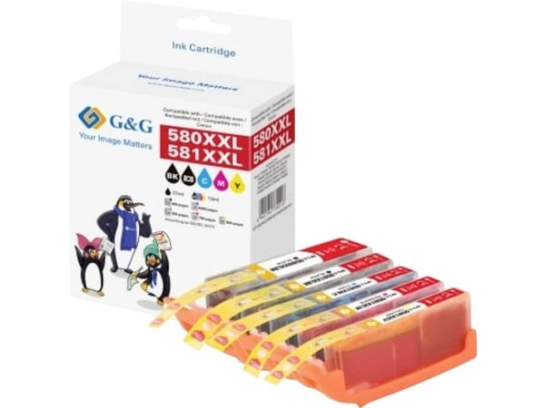 G&G 18827, Extra (Super) hög avkastning, Fotoblå, Svart, 12,2 ml, 5 styck, Flerpack
