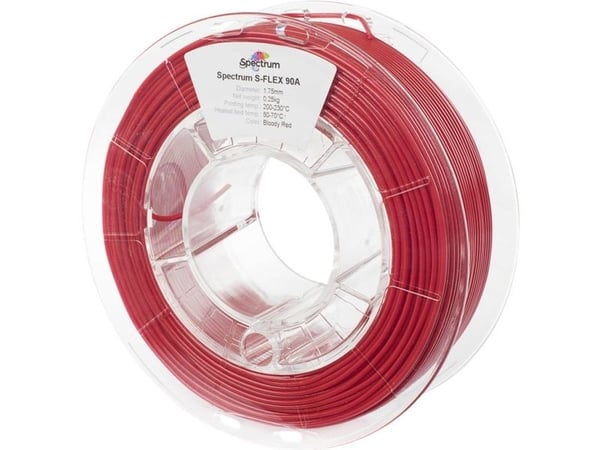 Spectrum Filaments 80252 S-Flex 90A glødetråd (fleksibel, kjemisk bestandig) 1,75 mm 250 g Bloody Red, rød - 1 stk