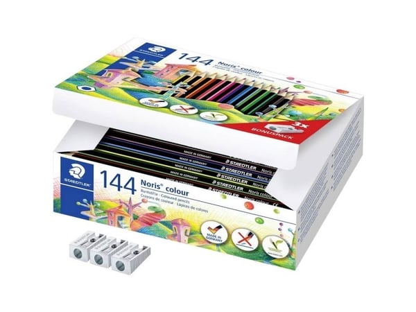 Fargeblyanter, Staedtler Noris® Colour 185, assorterte farger - klassepakke med 144 stk.