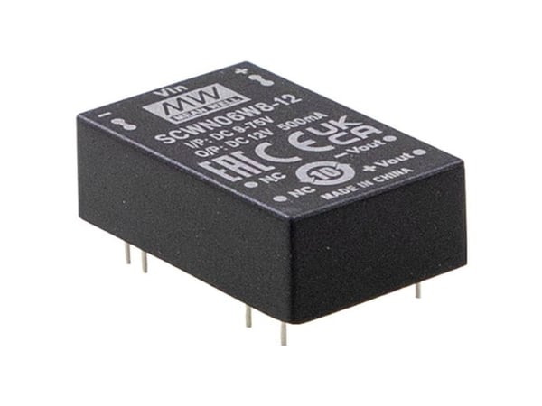 MEAN WELL DCWN06W8-12 DC/DC automuunnin 24 V -12 V -0,250 A 6 W Sisältö 1 kpl