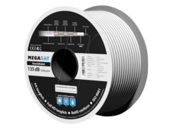 MegaSat koaxialkabel 100176 utvändig diameter 7,0 mm, 100 m
