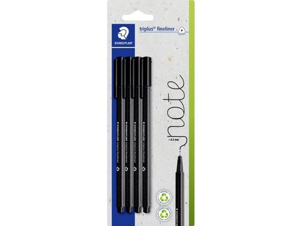 Staedtler 334-9 BK4, Sort, Ultrafin, Sort, Resirkulert plast, Rund, 0,3 mm