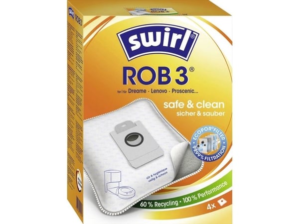 Swirl ROB 3, Støv pose, Robotstøvsuger, Tre, Boks, 235 mm, 166 mm
