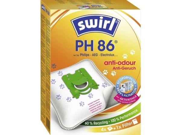 Swirl PH 86, Støv pose, Hvit, 4 stykker