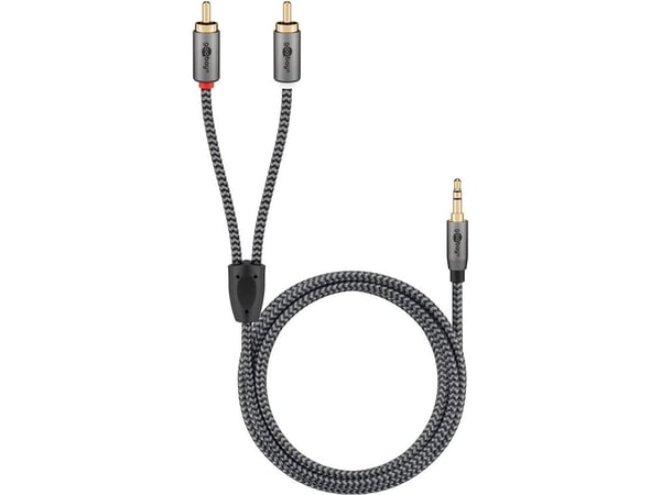 TRITON Ljudadapterkabel AUX, 3,5 mm jack till RCA-stereokontakt, 3 m, Sharkskin Grey - Kabellängd 3 m