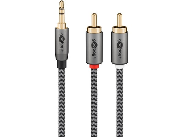 Goobay 65290, 3.5mm, Hankjønn, 2 x RCA, Hankjønn, 5 m, Sort, Sølv