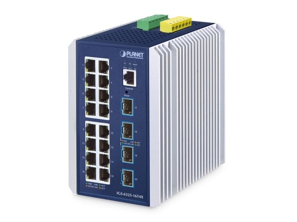 PLANET IGS-6325-16T4X - Switch - industriell - L3 - Styrt - 16 x 10/100/1000Base-T + 4 x 10 Gigabit SFP+ - DIN-skinnemonterbar, veggmonterbar
