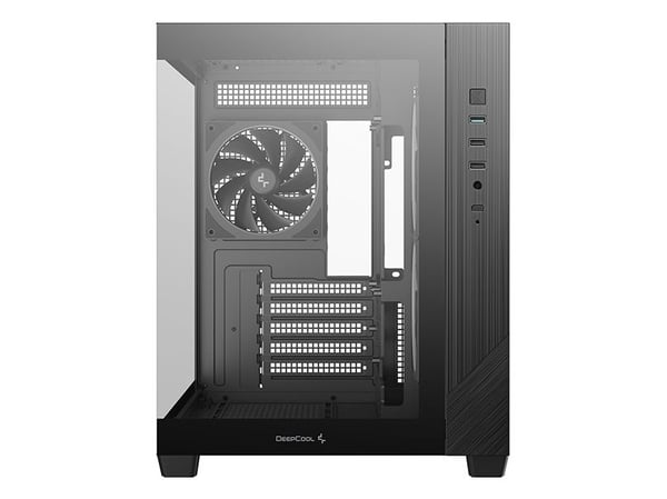 DeepCool CG330 3F - Micro-ATX - micro ATX - sidepanel med vindu (herdet glass) - ingen strømforsyning (ATX / SFX / SFX-L) - svart - USB/lyd