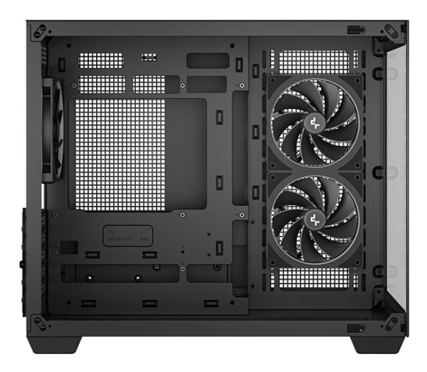 DeepCool CG330 3F - Micro-ATX - micro ATX - sidepanel med vindu (herdet glass) - ingen strømforsyning (ATX / SFX / SFX-L) - svart - USB/lyd