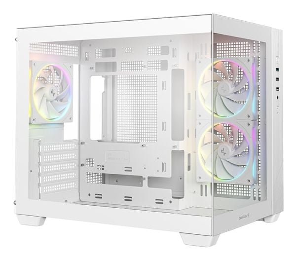 DeepCool CG330 3F WH - Micro-ATX - micro ATX - sidepanel med vindu (herdet glass) - ingen strømforsyning (ATX / SFX / SFX-L) - hvit - USB/lyd