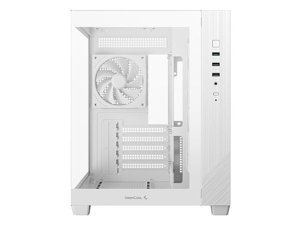 DeepCool CG330 3F WH - Micro-ATX - micro ATX - sidepanel med vindu (herdet glass) - ingen strømforsyning (ATX / SFX / SFX-L) - hvit - USB/lyd