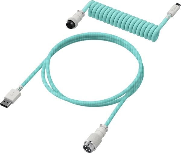HyperX - USB-kabel - 1.37 m - lindad - vit, grön