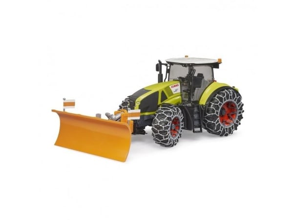 Claas Axion 950 with snow chains and plow blade