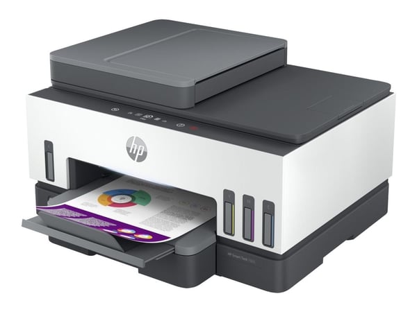 HP Smart Tank 7605 All-in-One, Tulostus, kopiointi, skannaus, faksi, ADF ja langaton yhteys, 35 arkin automaattinen asiakirjojen syöttölaite; skann...
