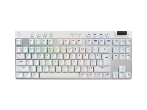 Logitech G PRO X TKL - Tastatur - gaming - bakgrunnsbelyst - trådløs - 2.4 GHz, Bluetooth - QWERTY - US International - tastsvitsj: Tactile - hvit