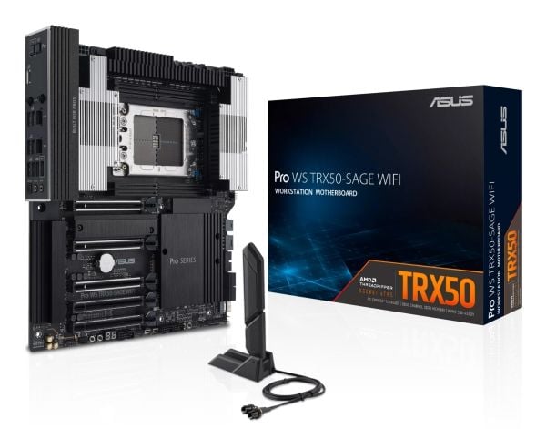 ASUS PRO WS TRX50-SAGE WIFI - Hovedkort - SSI CEB - Socket sTR5 - AMD TRX50 Chipset - USB 3.2 Gen 1, USB 3.2 Gen 2, USB-C 3.2 Gen 2x2 - 10 Gigabit ...