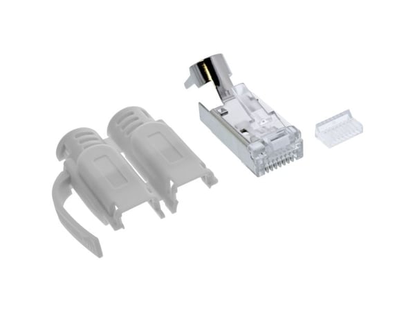 InLine 76006A, Cat.6A RJ45, Grå, Hankjønn, Rett, Gull, 12 x 32 x 15 mm