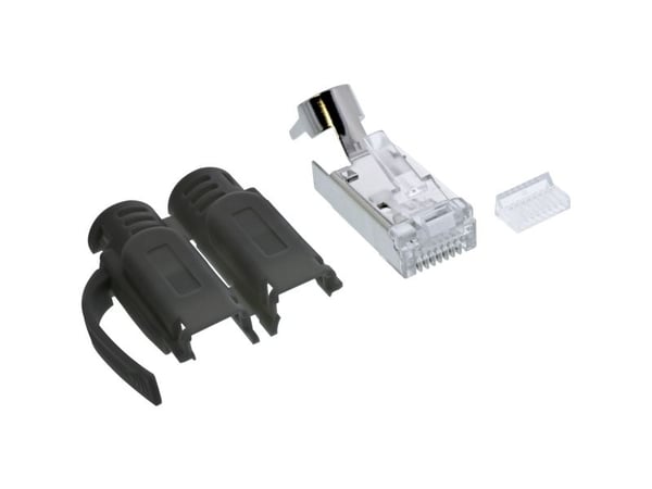 InLine 76006S, Cat.6A RJ45, Svart, Hankjønn, Rett, Gull, 10 x 32 x 15 mm