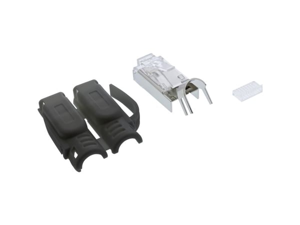 InLine 76016S, Cat.6A RJ45, Svart, Hankjønn, Rett, Gull, 10 x 32 x 15 mm