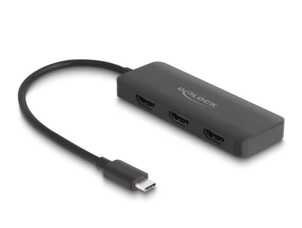 Delock - Video/lyd-splitter - 4K 60Hz, DP Alt Mode, MST, USB Type-C - 3 x HDMI - stasjonær