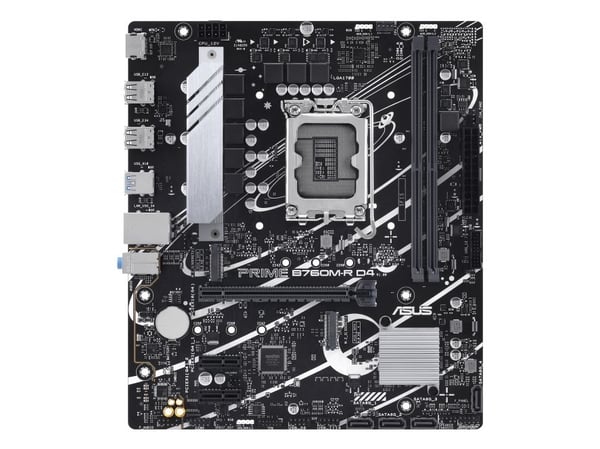 ASUS PRO B760M-R D4 - Hovedkort - micro ATX - LGA1700-sokkel - B760 Chipset - USB 3.2 Gen 1 - 2.5 Gigabit LAN - innbygd grafikk (CPU kreves) - HD-l...