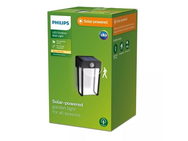 Philips 8720169265509, Vegglys, Svart, Plast, IP44, Terrasse, Hage, III