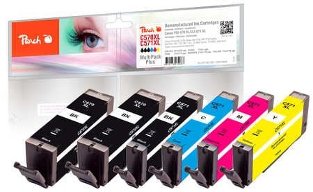 Peach Multi Pack Plus kompatibel med Canon PGI-570XL*2, CLI-571XL