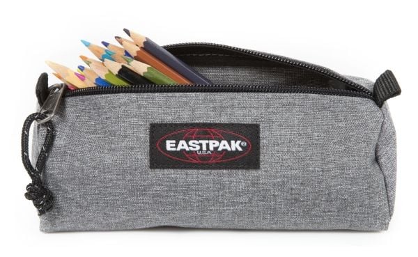 Eastpak Benchmark Single, Mykt penal, Nylon, Grå, Monokromatisk, Sunday Grey, Glidelås