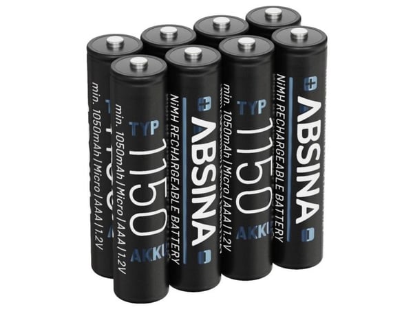 Absina oppladbart AAA-batteri NiMH 1,2 V 8 stk