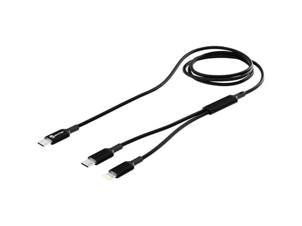 SMRTER USB-C® Y-kabel USB-C til Apple Lightning 120 cm svart aluminium, tekstilomslag, med OTG-funksjon SMRTER_DUO_BK