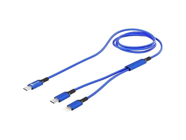 Smart USB-C Y-kabel USB-C®, Apple Lightning-kontakt 120 cm blå aluminiumskontakt, stoffomsluttet, med OTG-funksjon SMRTER_DUO_NB (SMRTER_DUO_NB)