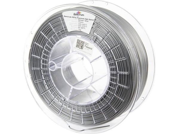Spectrum Filaments 81540 PETG Premium High Speed filament 1,75 mm 1000 g sølv Silver Star, 1 stk