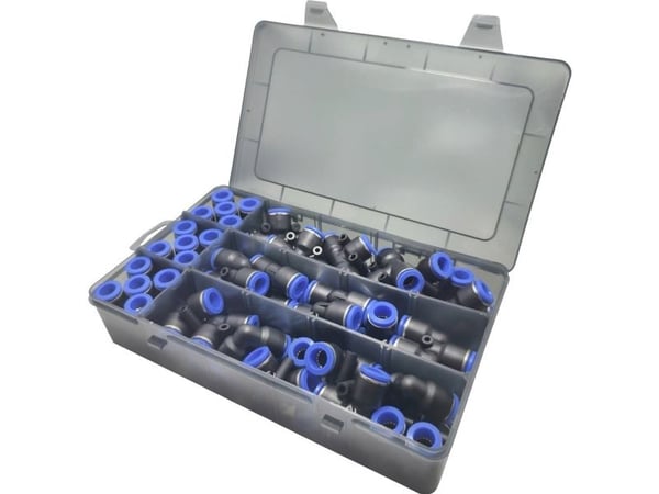TRU COMPONENTS Pneumaattinen kytkentä TC-14109148 TC-liitinsarja - 10 mm Putken Ø: 10 mm 60 kpl
