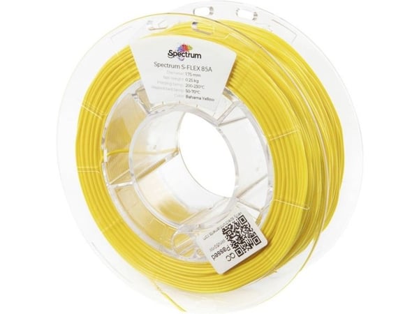 Spectrum Filaments 80565 S-Flex 85A filament fleksibel kjemisk bestandig slagfast uten trekk 1,75 mm 250 g Bahama Yellow gul 1 stk