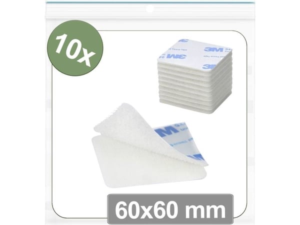 Quadrios 25CA675 Tarranauhapisteet tarranauhojen liimaamiseen Tarranauha staattinen silmukkaosa (L x S) 60 mm x 60 mm Valkoinen 10 kpl