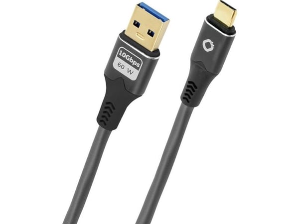 OEHLBACH D1C9371, 0,5 m, USB A, USB C, USB 3.2 Gen 1 (3.1 Gen 1), 10 Gbit/sek, Antrasitt