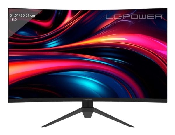 LC Power LC-M32QC - LCD-skjerm - gaming - kurvet - 31.5" - 2560 x 1440 QHD @ 180 Hz - VA - 300 cd/m² - 3500:1 - 1 ms - 2xHDMI, 2xDisplayPort - svart