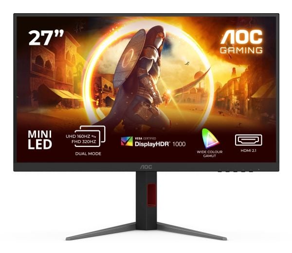 AOC G4 U27G4XM, 68,6 cm (27"), 3840 x 2160 piksler, 4K Ultra HD, LED, 1 ms, Svart, Rød
