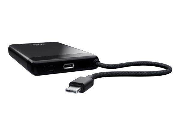 TRUST Powerbank Fiera, 10000 mAh, med kabel, 2x USB-C, svart