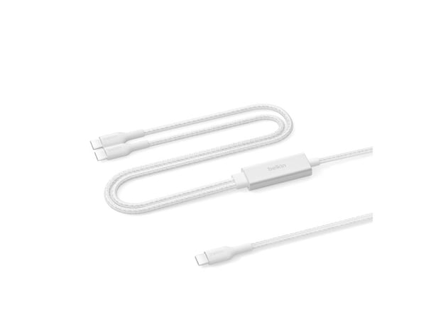 Belkin BoostCharge Pro - USB-kabel - USB-C (hann) til USB-C (hann) - USB 2.0 - 1.5 m - USB Power Delivery (140W), braided - hvit